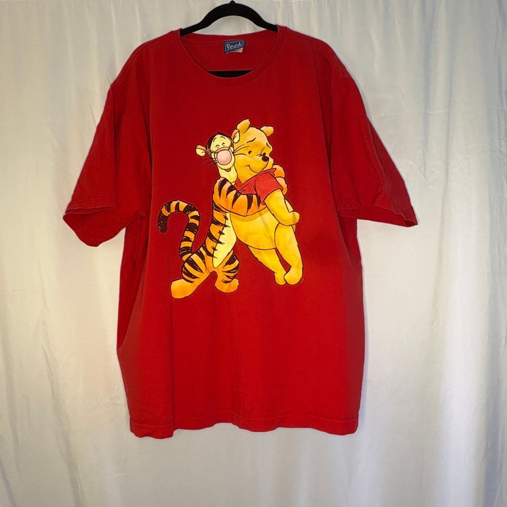 Disney Pooh‎ Winnie the Pooh & Tigger Red Graphic T-Shirt Y2K Vintage Style